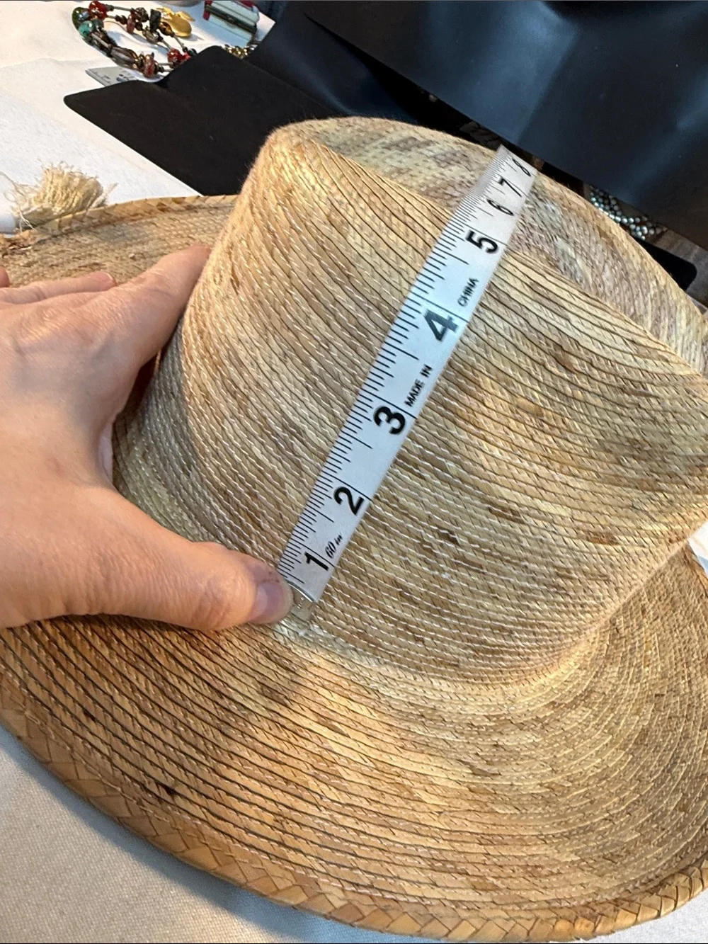 Men's straw Hat - Natural woven Tan 6 3/4 Small